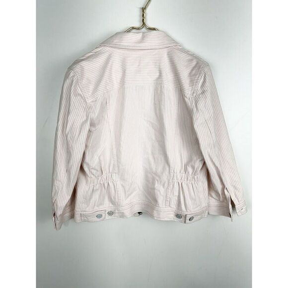 LRL Lauren Jeans Co Jacket Women's XL Denim Pink White Striped - Picture 6 of 6